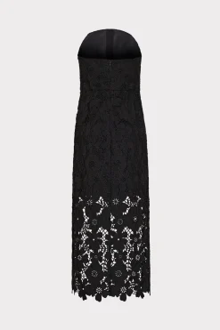 MILLY Jumpsuits & Rompers-Adrienne Roja Lace Midi Dress Black