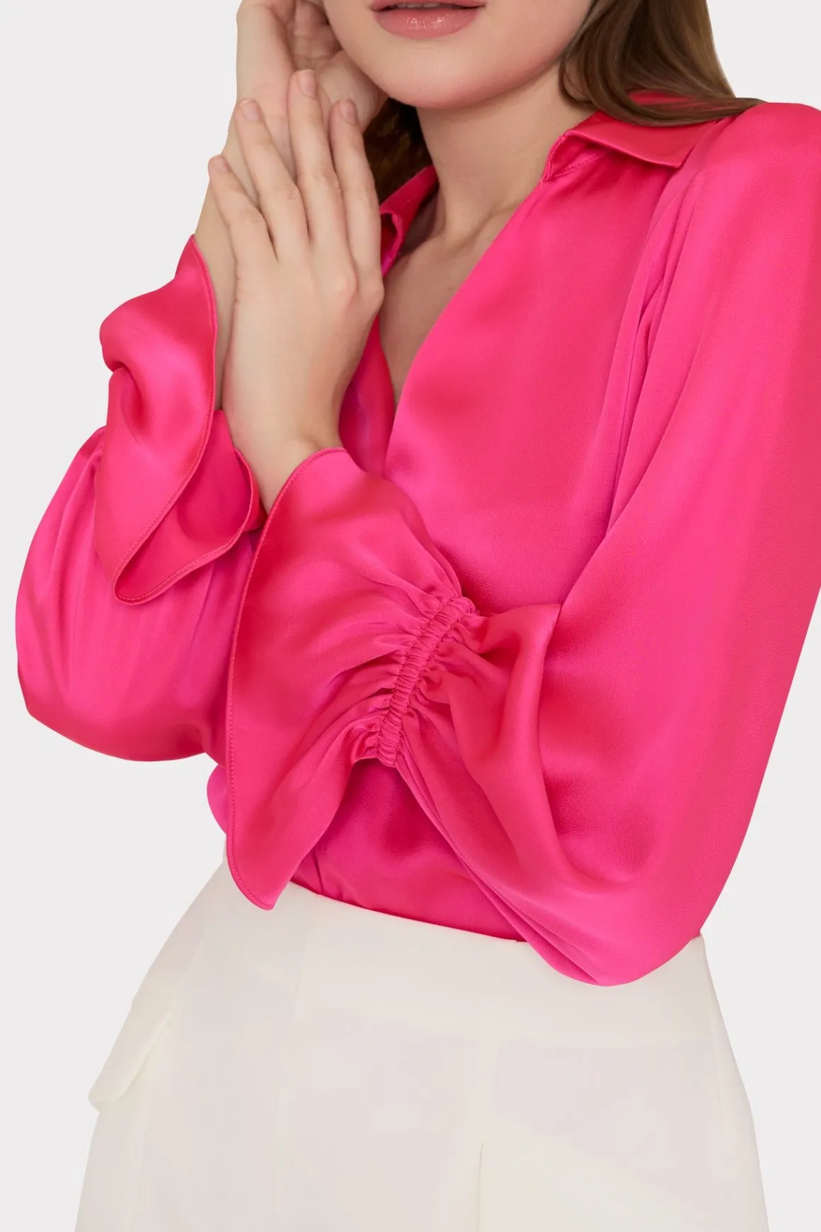 MILLY Tops-Aida Satin Top Milly Pink
