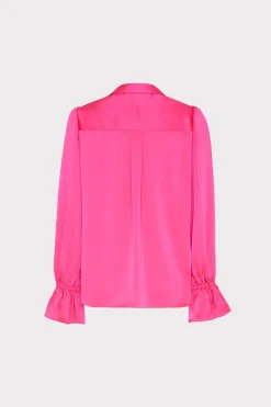 MILLY Tops-Aida Satin Top Milly Pink