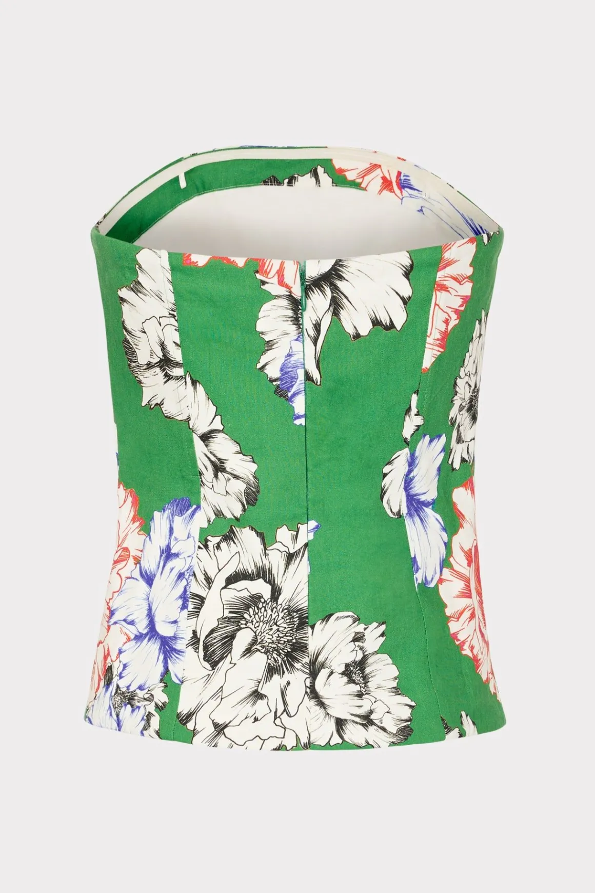 MILLY Tops-Aiden Petals In Bloom Strapless Top Green Multi