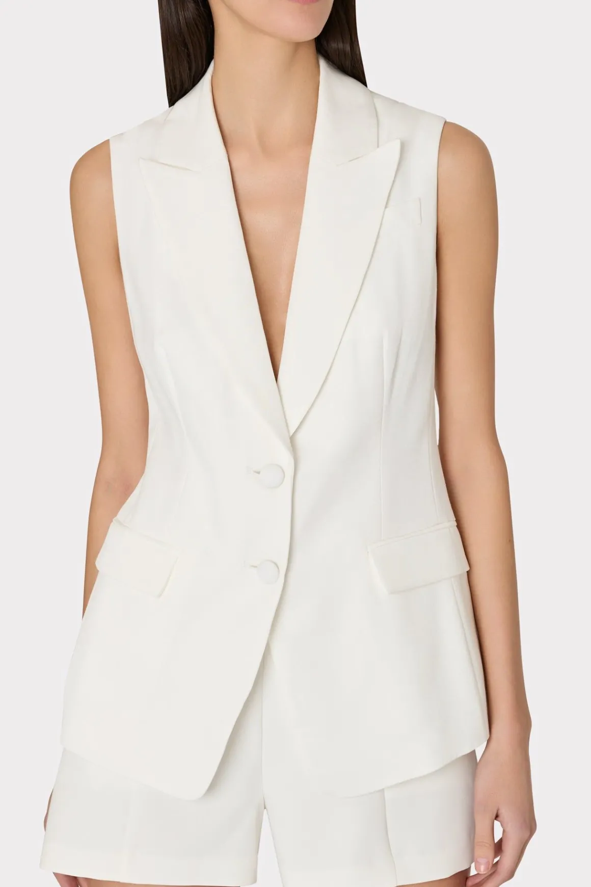 MILLY Blazers-Alba Sleeveless Blazer White