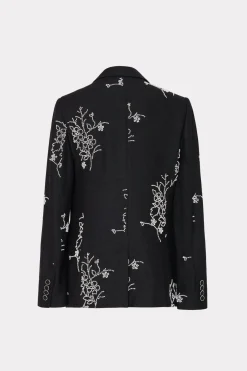 MILLY Coats & Jackets-Alexa Beaded Embroidery Blazer Black