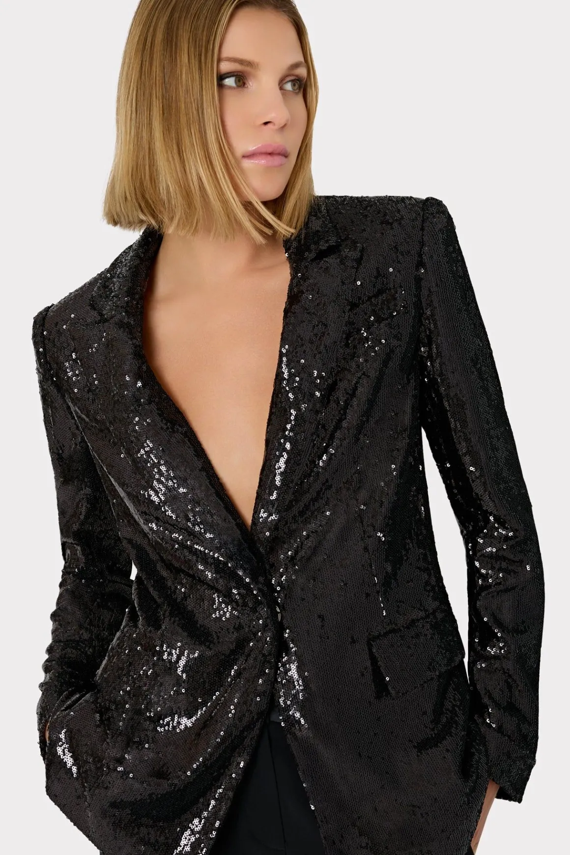 MILLY Coats & Jackets-Alexa Sequins Blazer Black