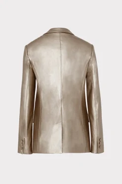 MILLY Blazers-Alexa Vegan Leather Blazer Silver