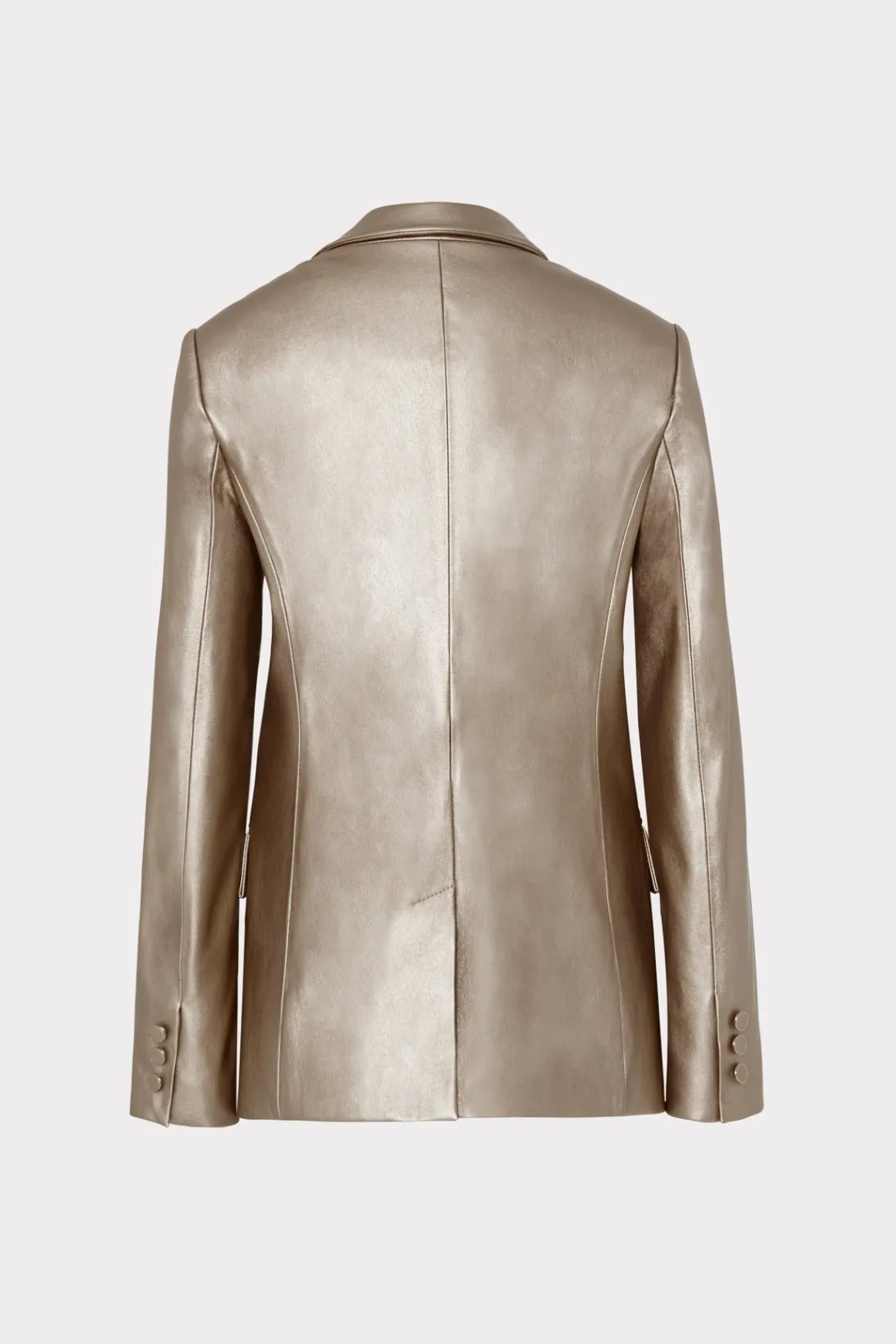 MILLY Blazers-Alexa Vegan Leather Blazer Silver
