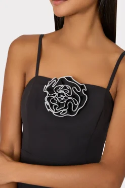 MILLY Cocktail Dresses-Allison 3D Rosette Cady Midi Dress Black