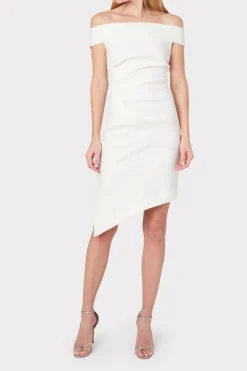 MILLY White Dresses-Ally Cocktail Dress Ecru