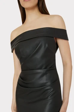 MILLY Little Black Dresses-Ally Vegan Leather Dress Black