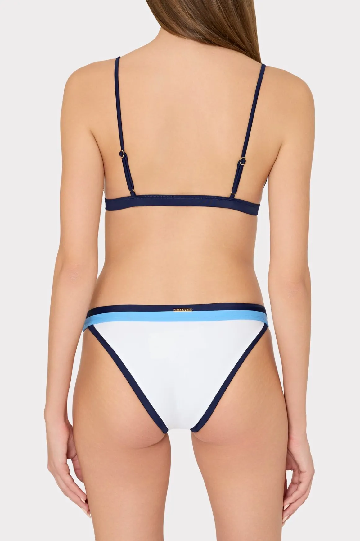MILLY Bikinis-Amalfi Color Block Bikini Top Navy Multi