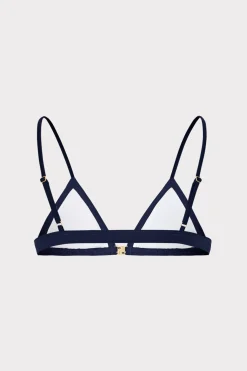 MILLY Bikinis-Amalfi Color Block Bikini Top Navy Multi