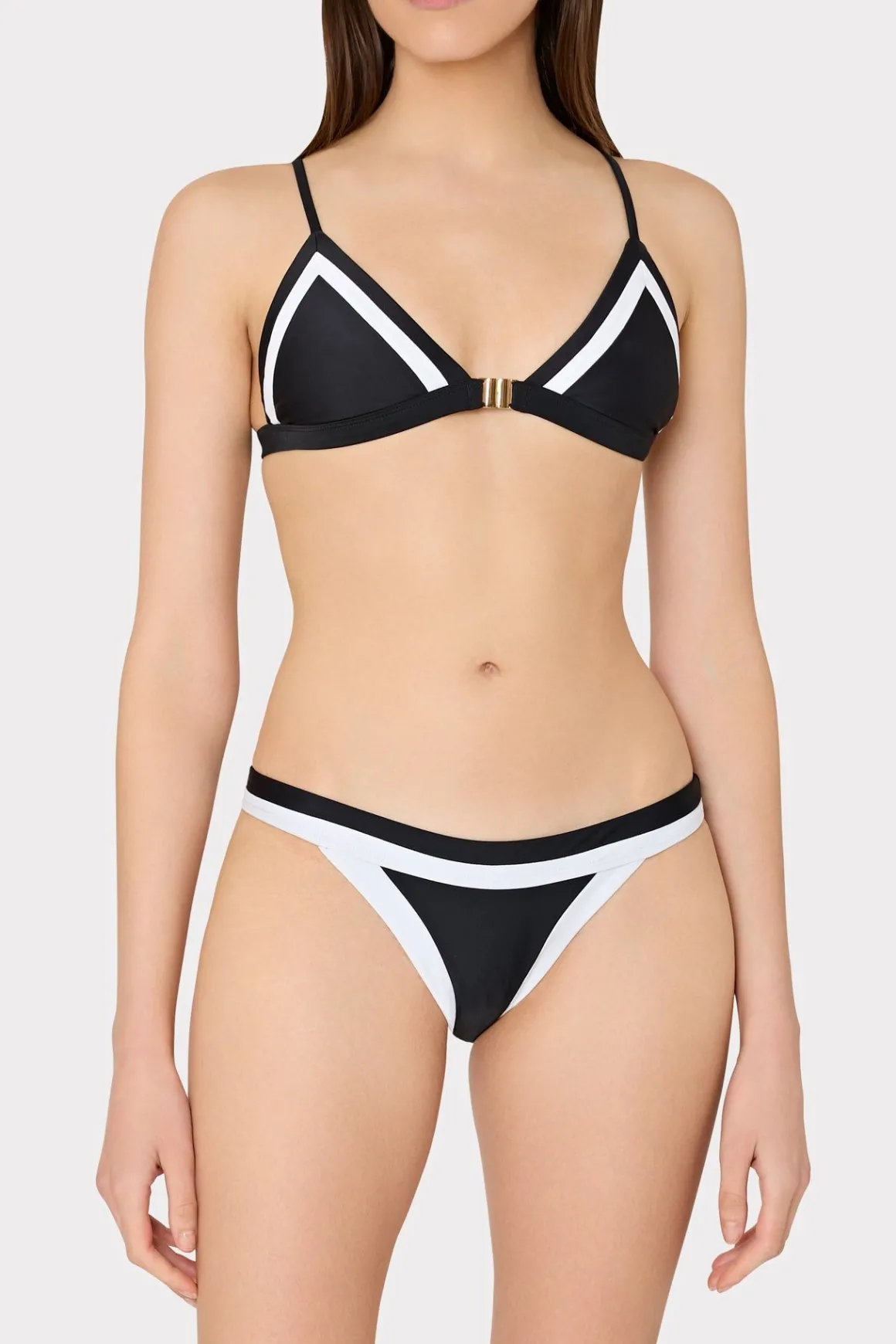 MILLY Jumpsuits & Rompers-Amalfi Color Block Bikini Top Black Multi