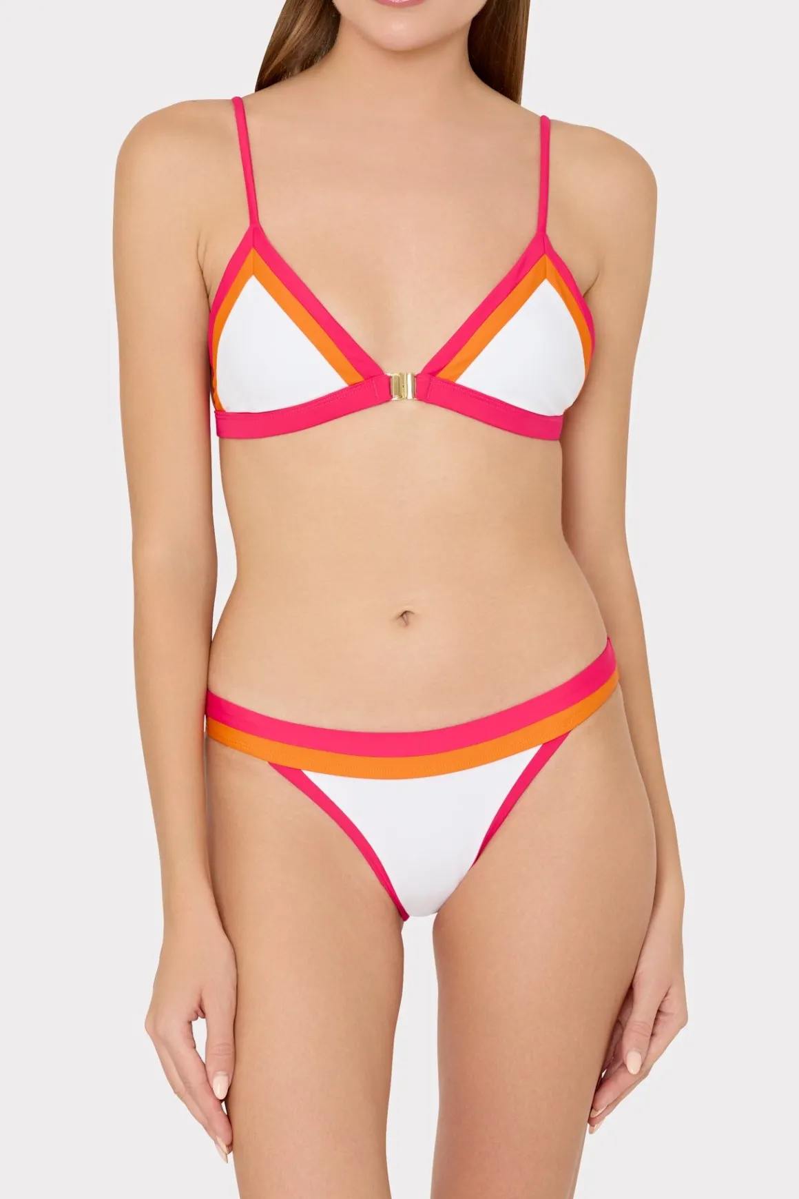 MILLY Bikinis-Amalfi Color Block Bikini Bottom Pink Multi