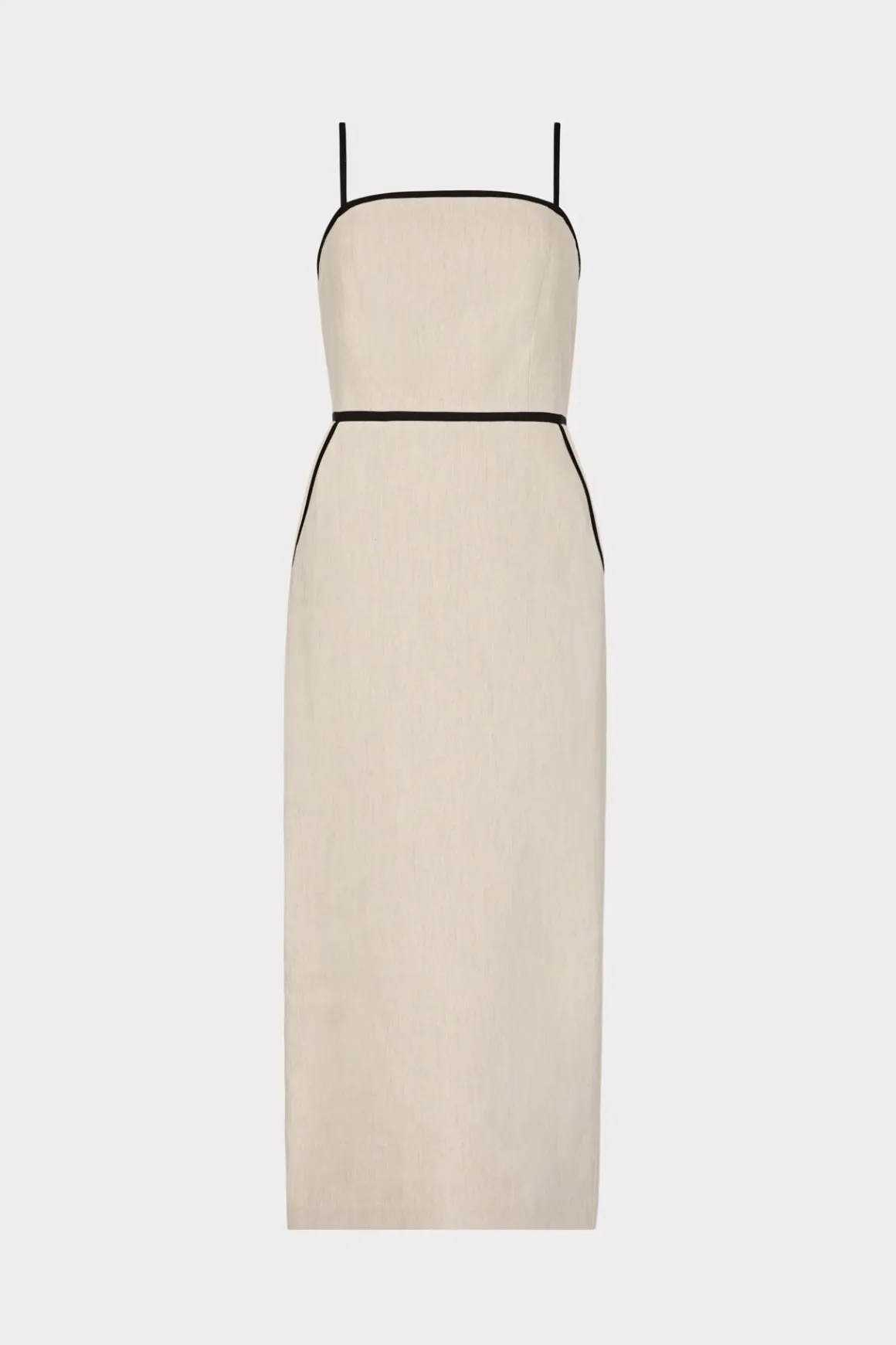 MILLY Cocktail Dresses-Amara Linen Contrast Midi Dress Natural