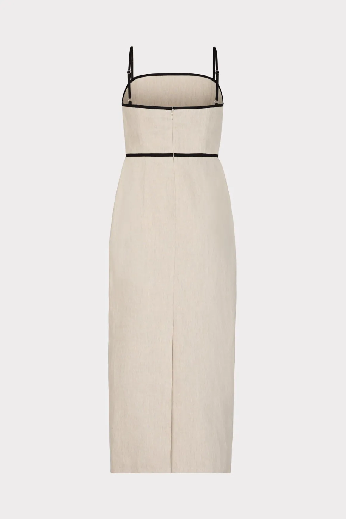 MILLY Cocktail Dresses-Amara Linen Contrast Midi Dress Natural