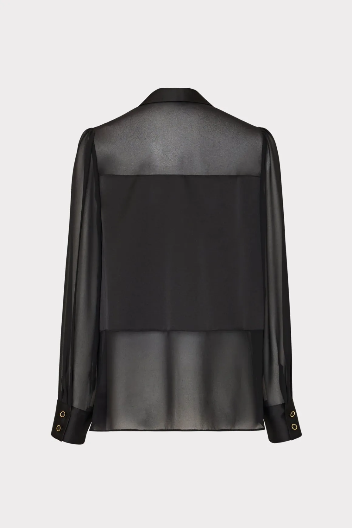 MILLY Jumpsuits & Rompers-Andy Satin Combo Button Up Blouse Black