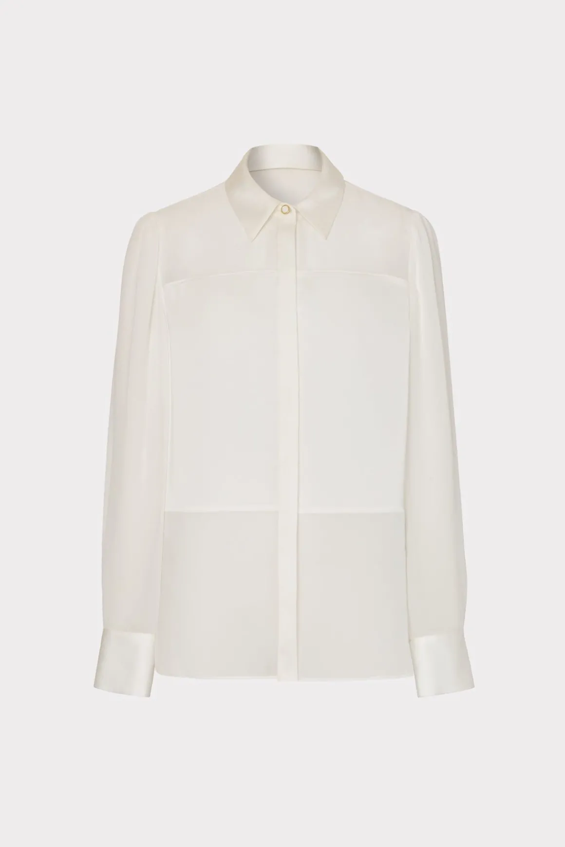MILLY Jumpsuits & Rompers-Andy Satin Combo Button Up Blouse White