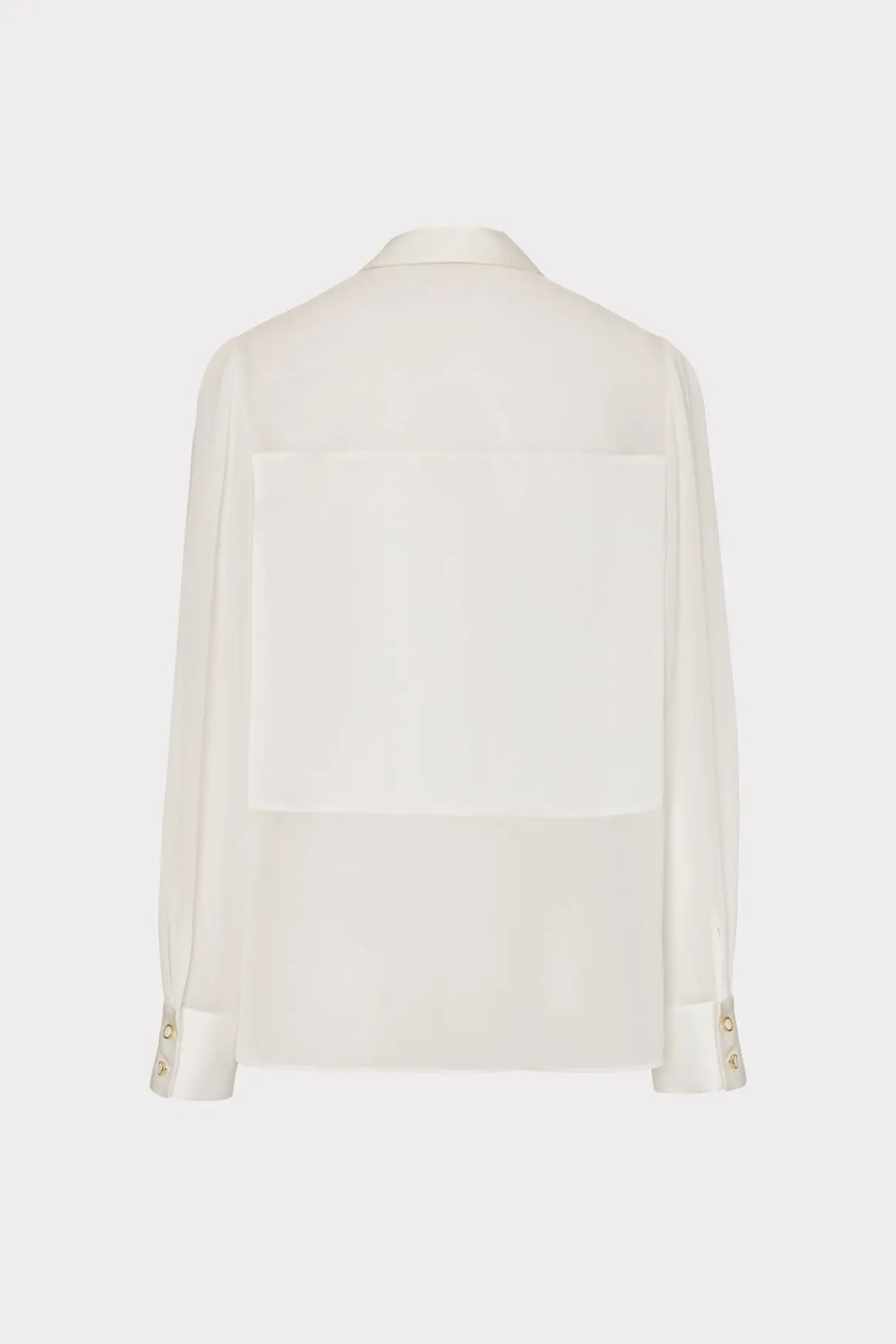 MILLY Jumpsuits & Rompers-Andy Satin Combo Button Up Blouse White