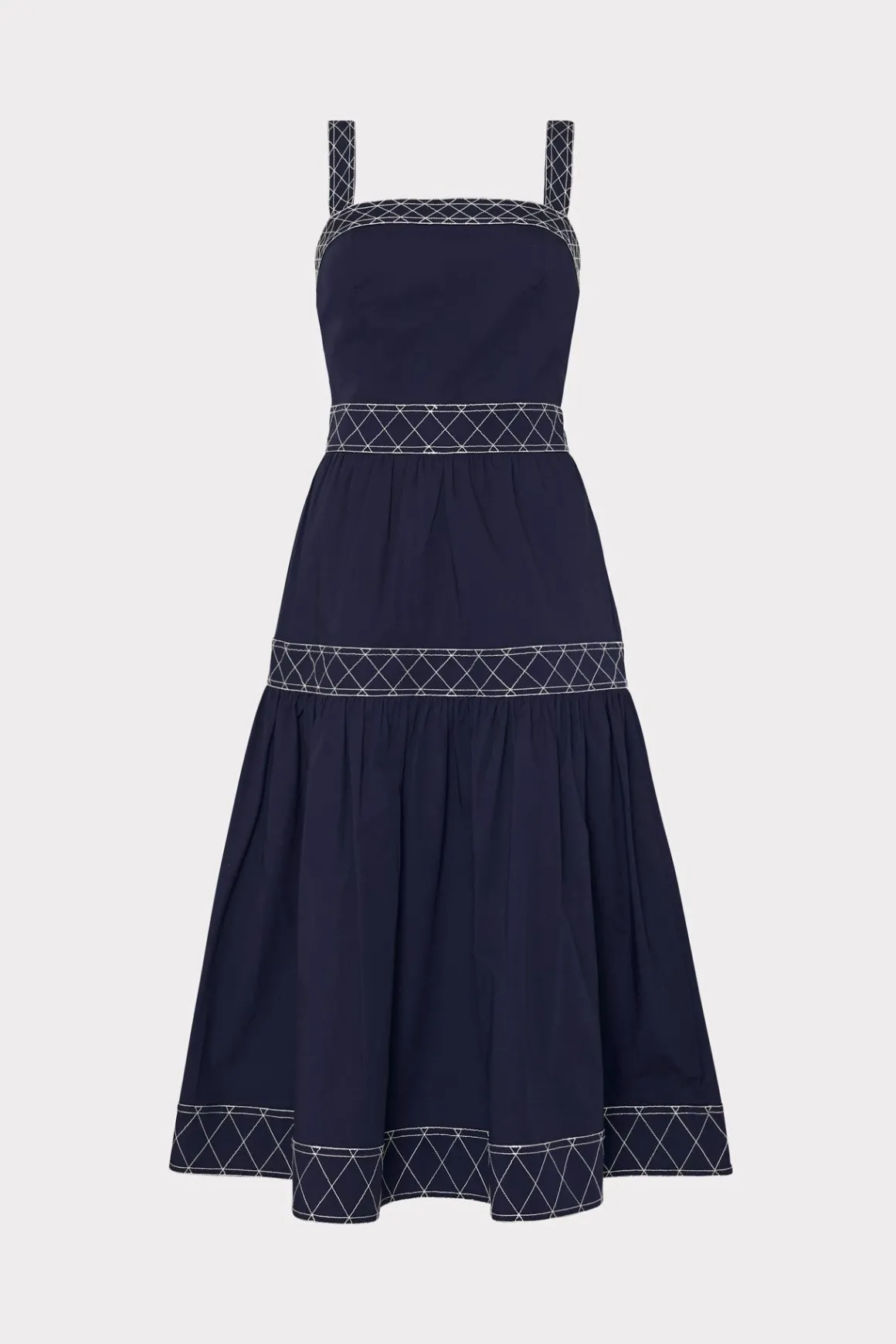 MILLY Sundresses-Annette Poplin Midi Dress Navy