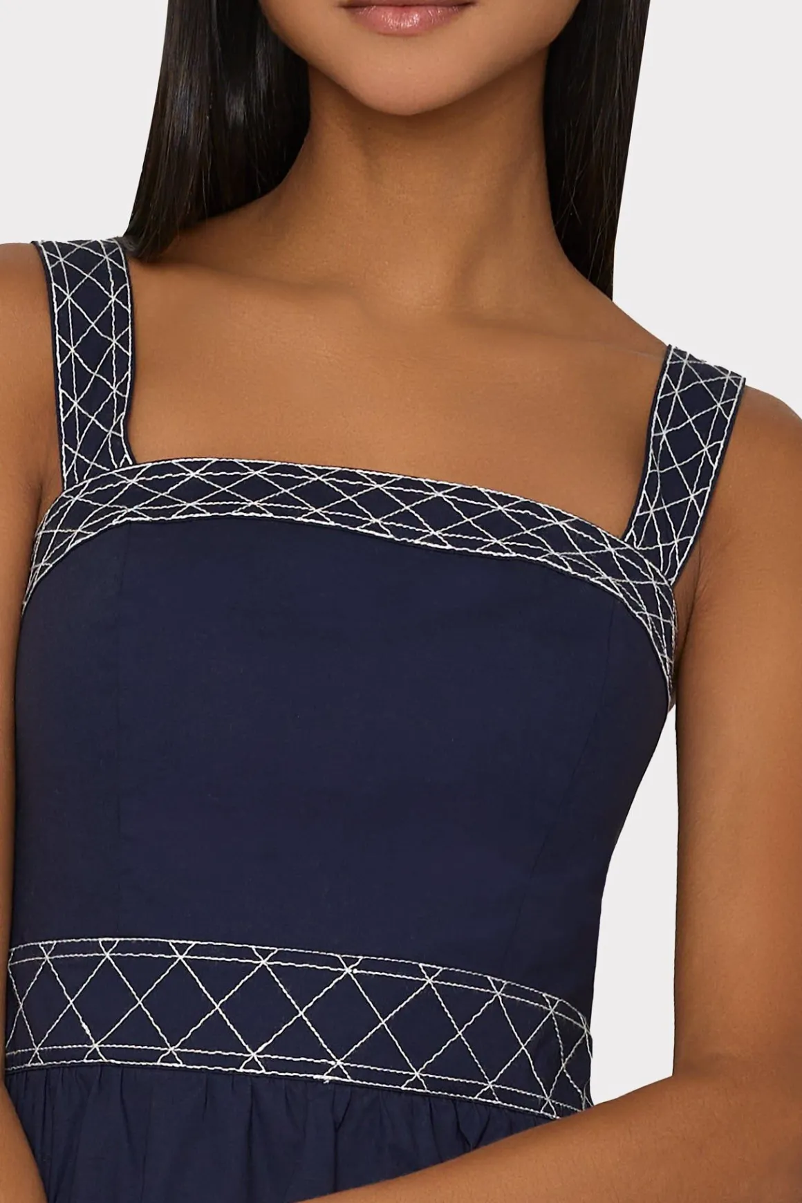 MILLY Sundresses-Annette Poplin Midi Dress Navy