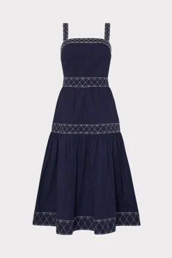 MILLY Jumpsuits & Rompers-Annette Poplin Midi Dress Navy