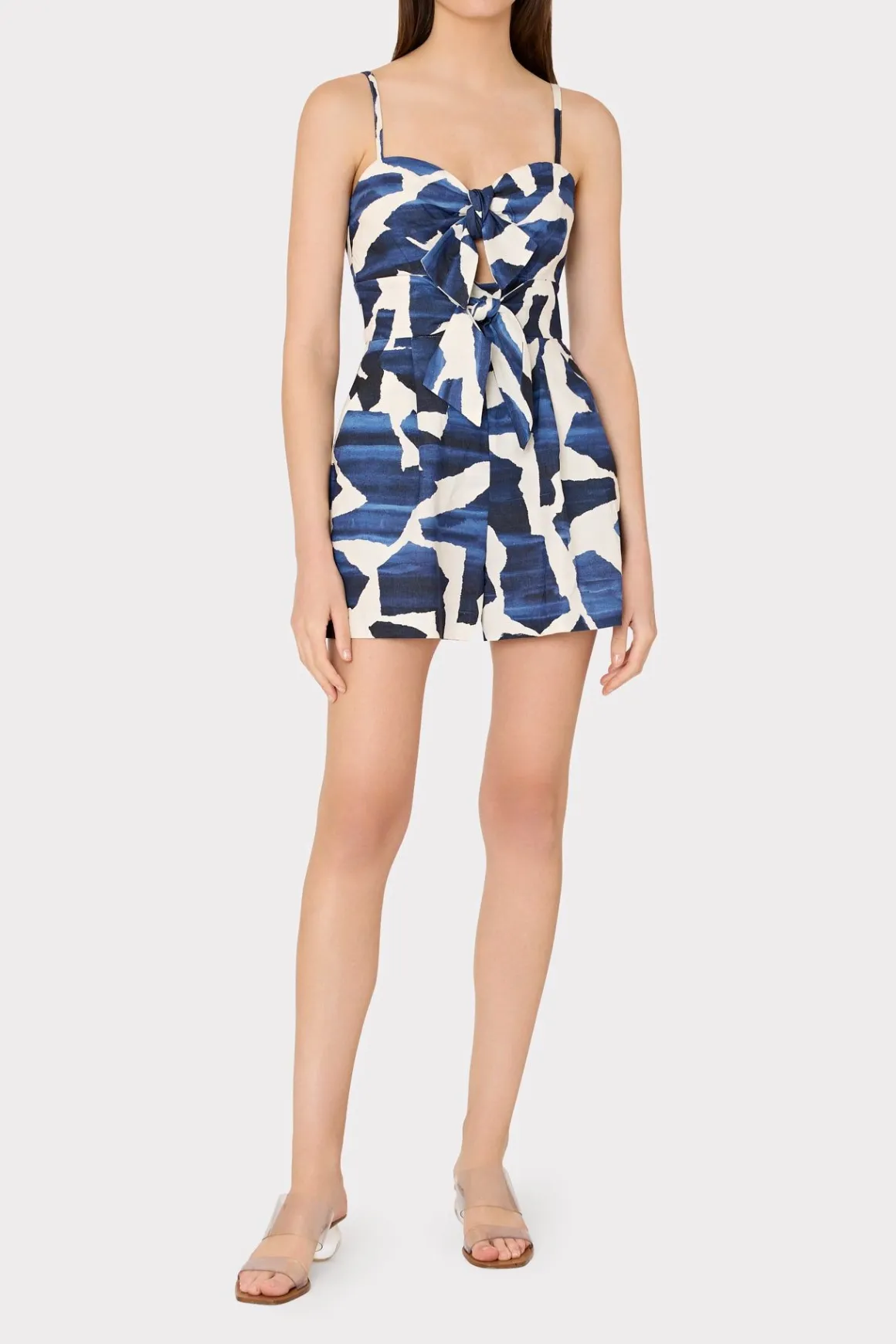 MILLY Cover-Ups-Anya Ocean Puzzle Romper Navy Multi
