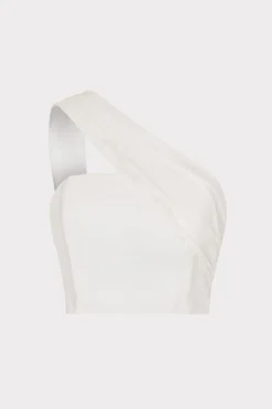 MILLY Jumpsuits & Rompers-Arantza Draped One Shoulder Top White