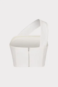 MILLY Tops-Arantza Draped One Shoulder Top White