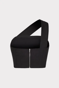 MILLY Jumpsuits & Rompers-Arantza Draped One Shoulder Top Black
