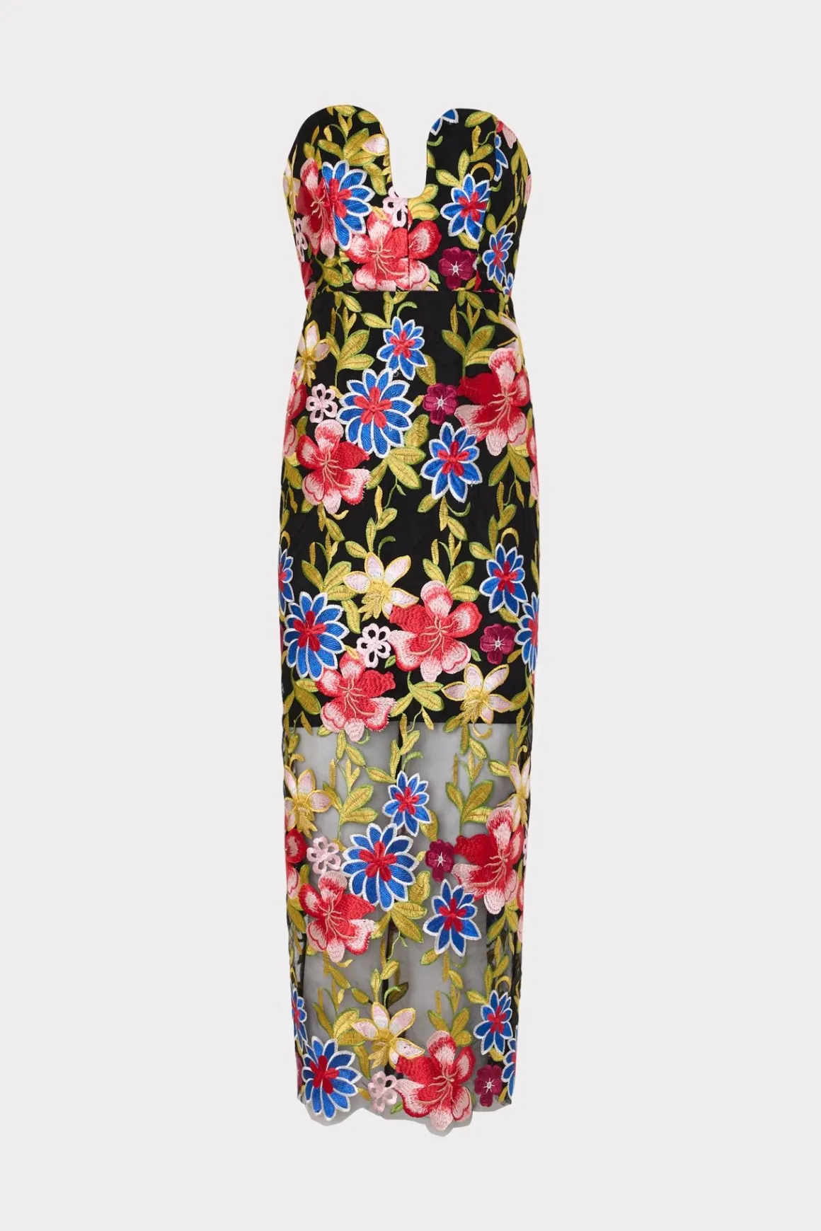 MILLY Evening Gowns-Artem Spanish Garden Embroidery Dress Red Multi