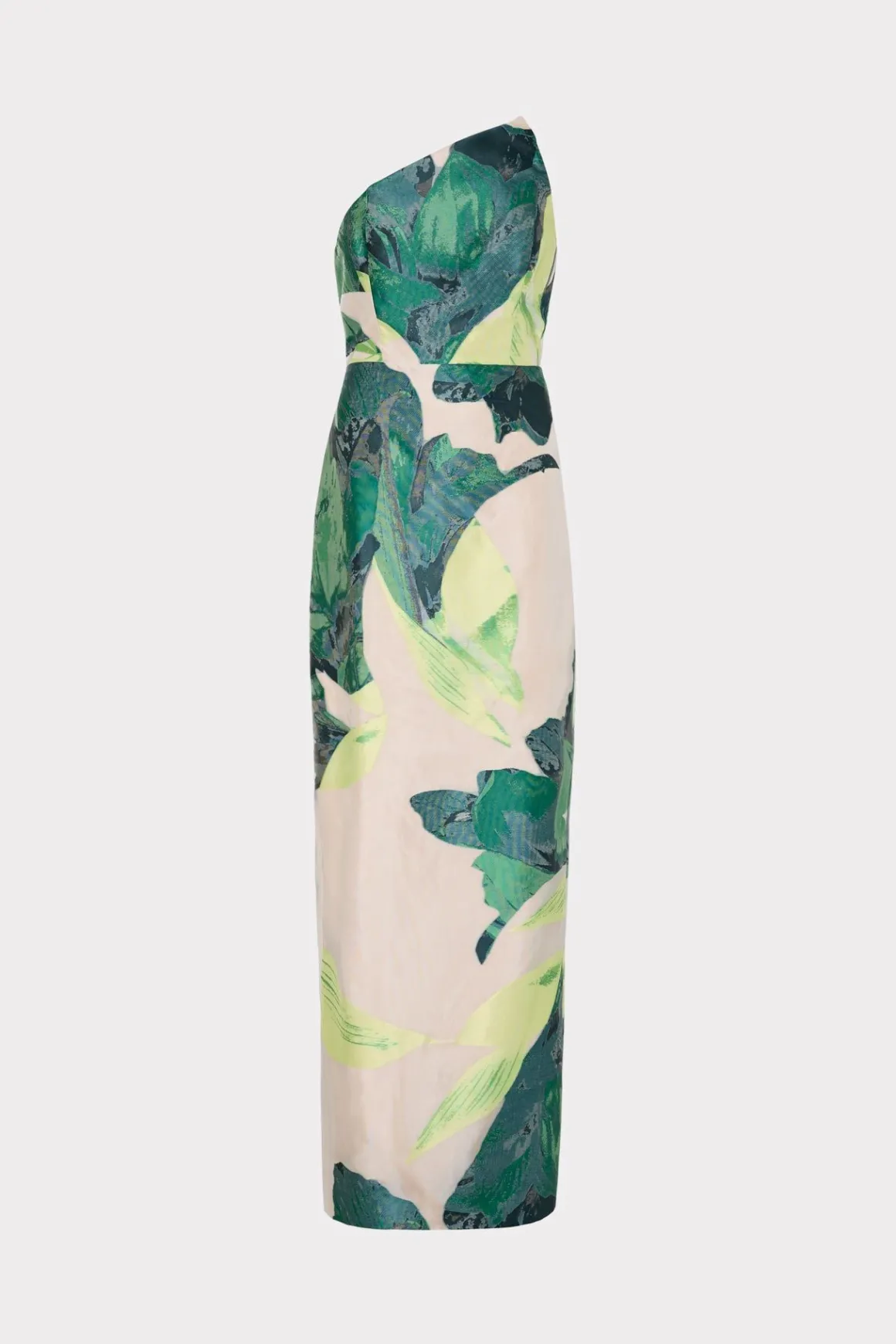MILLY Maxi Dresses-Asymetrical Tropical Forest Jacquard Midi Dress Green Multi