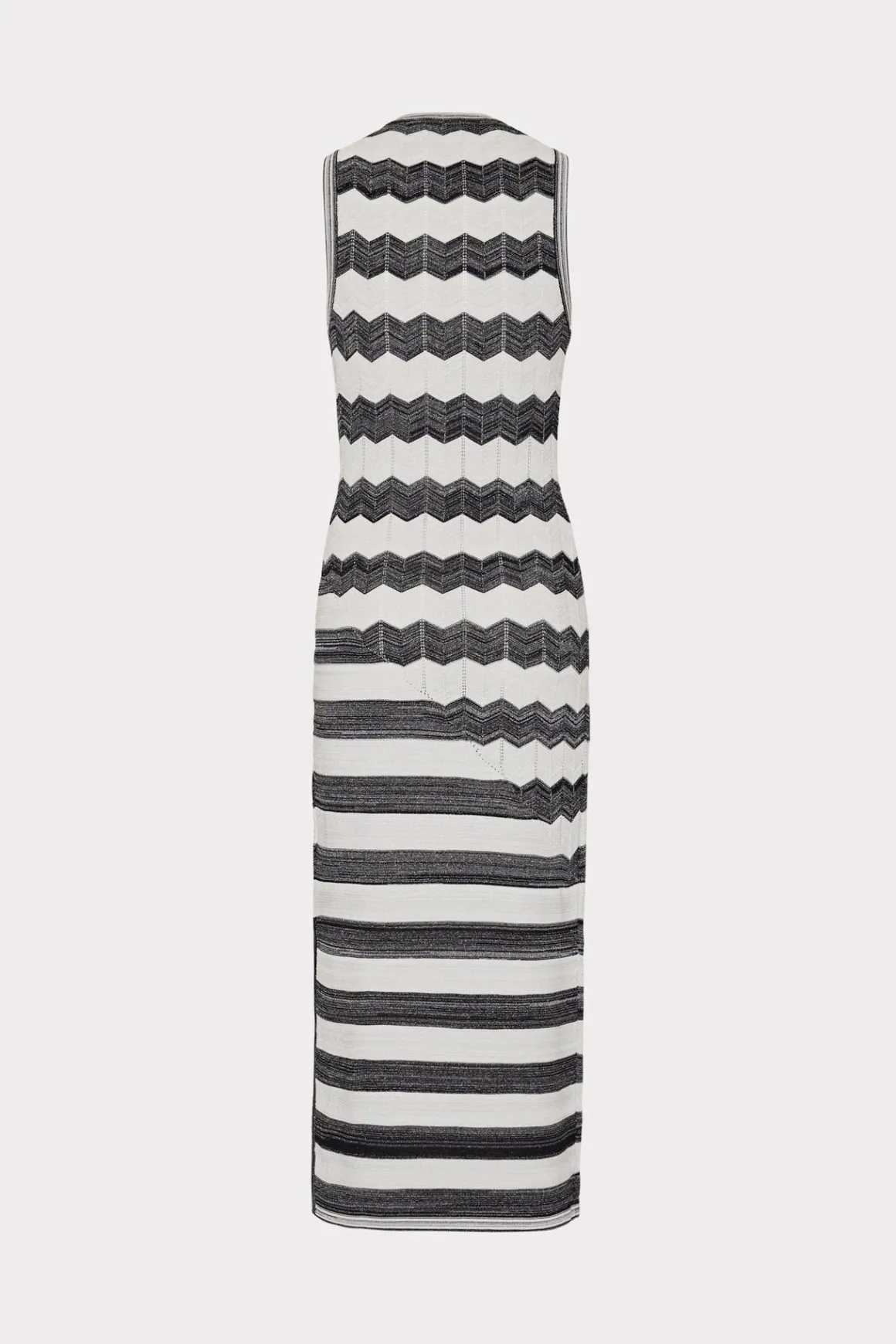 MILLY Sweaters & Knits-Asymetrical Zig Zag Midi Dress Black/Ecru