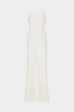 MILLY Jumpsuits & Rompers-Atlas Cady One Shoulder Jumpsuit Ecru