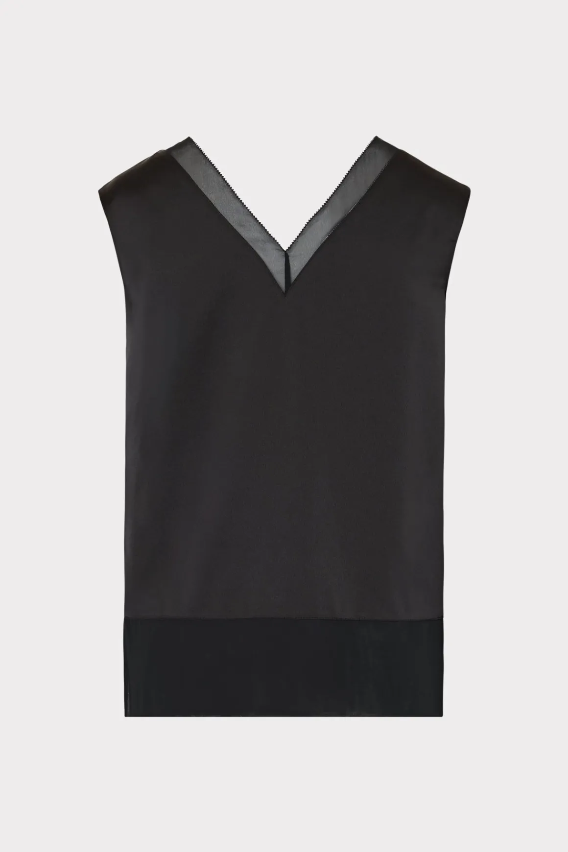 MILLY Tops-Avianna Satin Sleeveless Top Black