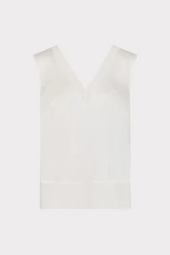 MILLY Tops-Avianna Satin Sleeveless Top White