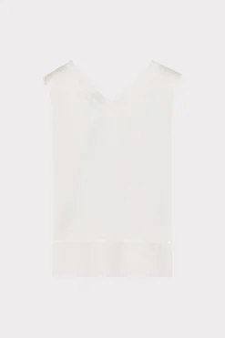 MILLY Tops-Avianna Satin Sleeveless Top White