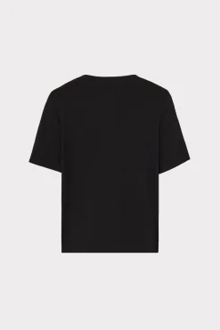 MILLY Tops-Avril Crystal Trim Tee Black