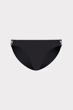 MILLY Jumpsuits & Rompers-Beaded Applique Bikini Bottom With Side Tabs Black