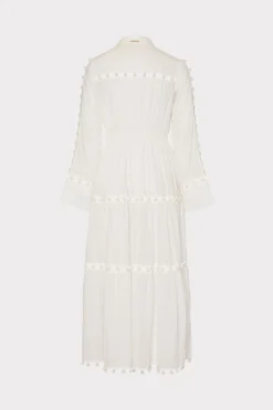 MILLY Cover-Ups-Beaded Cotton Voile Cover-Up Dress White