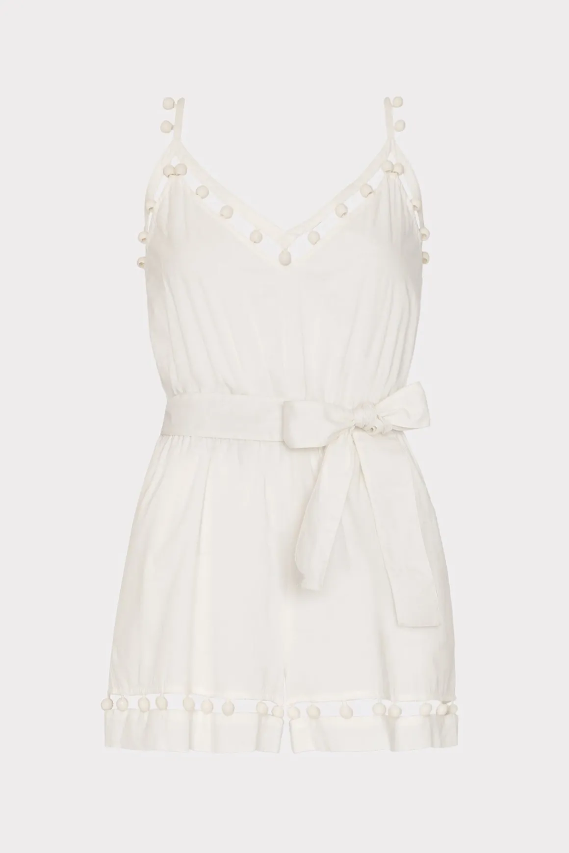 MILLY Cover-Ups-Beaded Cotton Voile Romper White