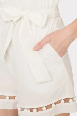 MILLY Cover-Ups-Beaded Cotton Voile Romper White
