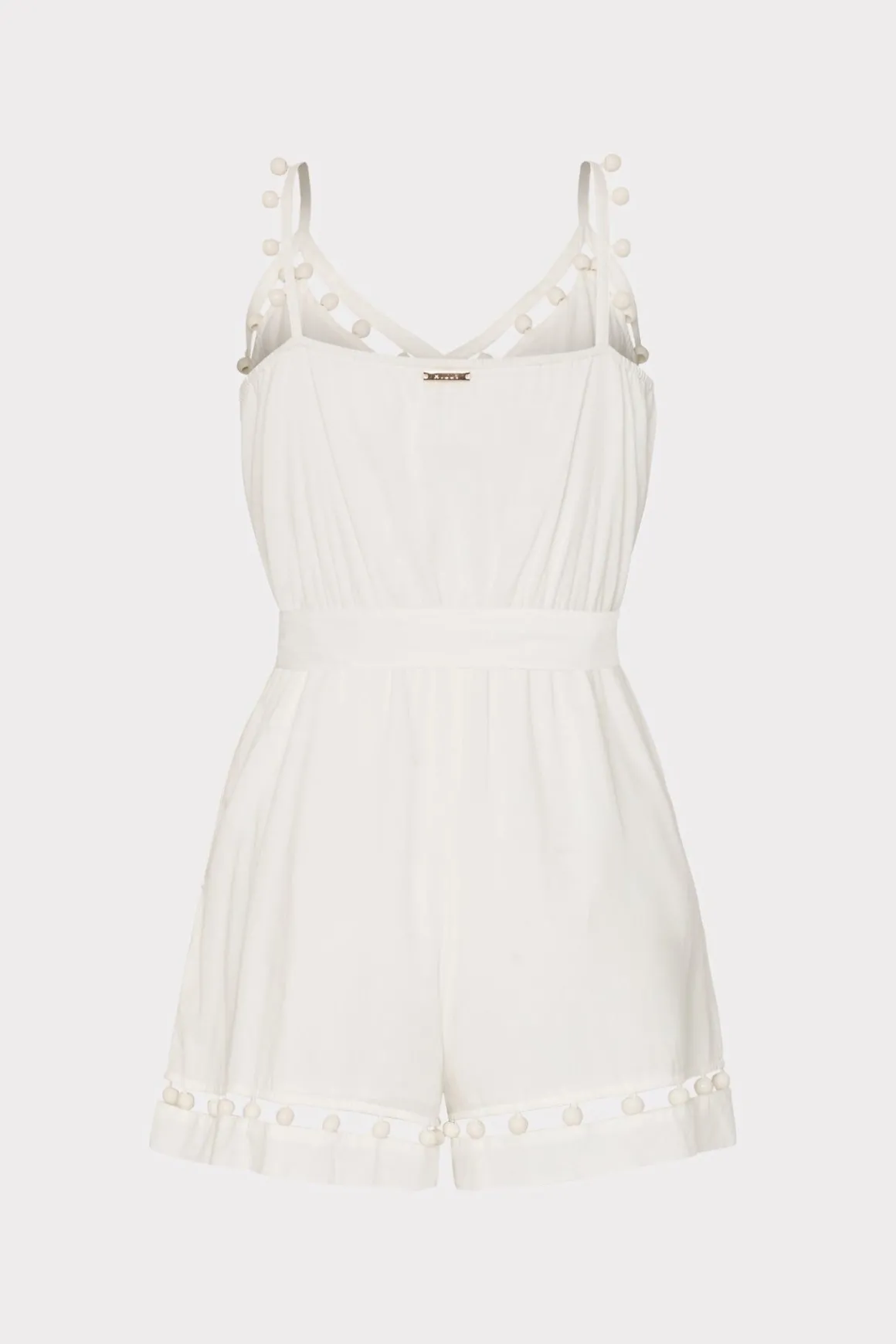 MILLY Cover-Ups-Beaded Cotton Voile Romper White