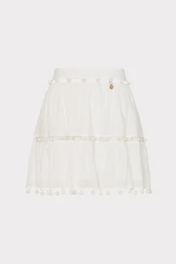 MILLY Cover-Ups-Beaded Cotton Voile Skirt White