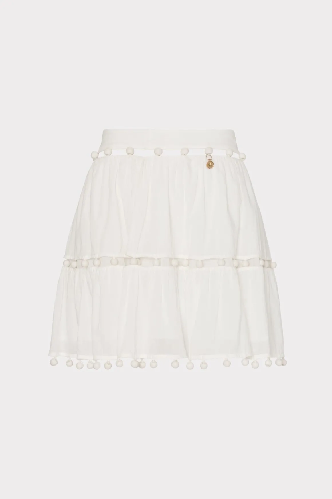 MILLY Cover-Ups-Beaded Cotton Voile Skirt White