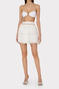 MILLY Cover-Ups-Beaded Cotton Voile Skirt White
