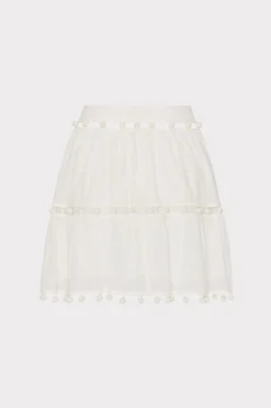 MILLY Cover-Ups-Beaded Cotton Voile Skirt White