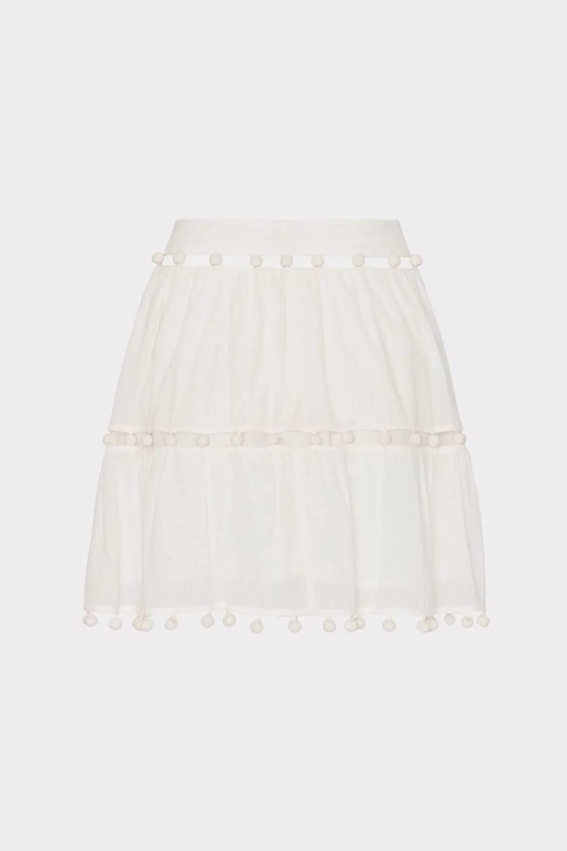MILLY Cover-Ups-Beaded Cotton Voile Skirt White