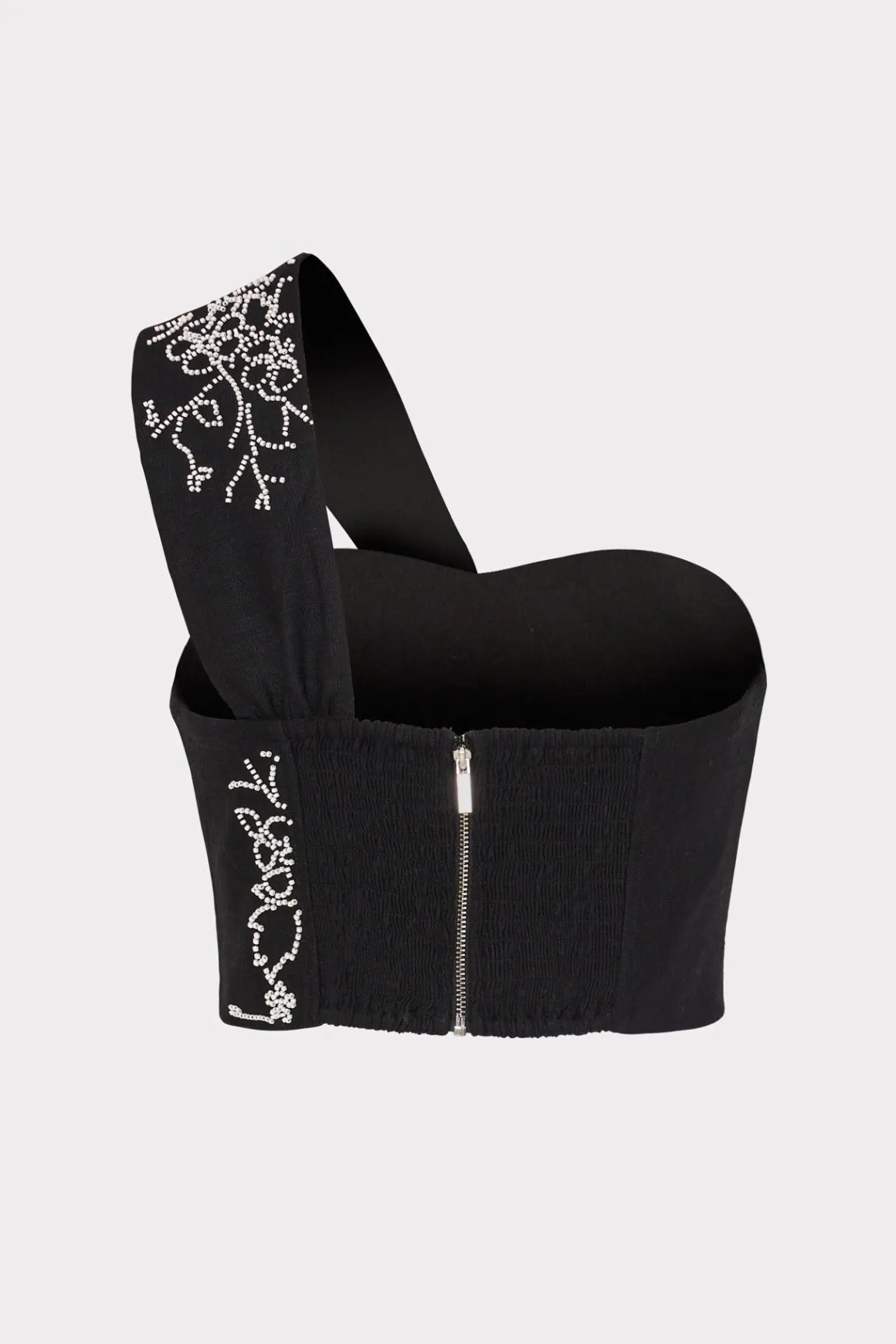 MILLY Matching Sets-Beaded Embroidery Top Black