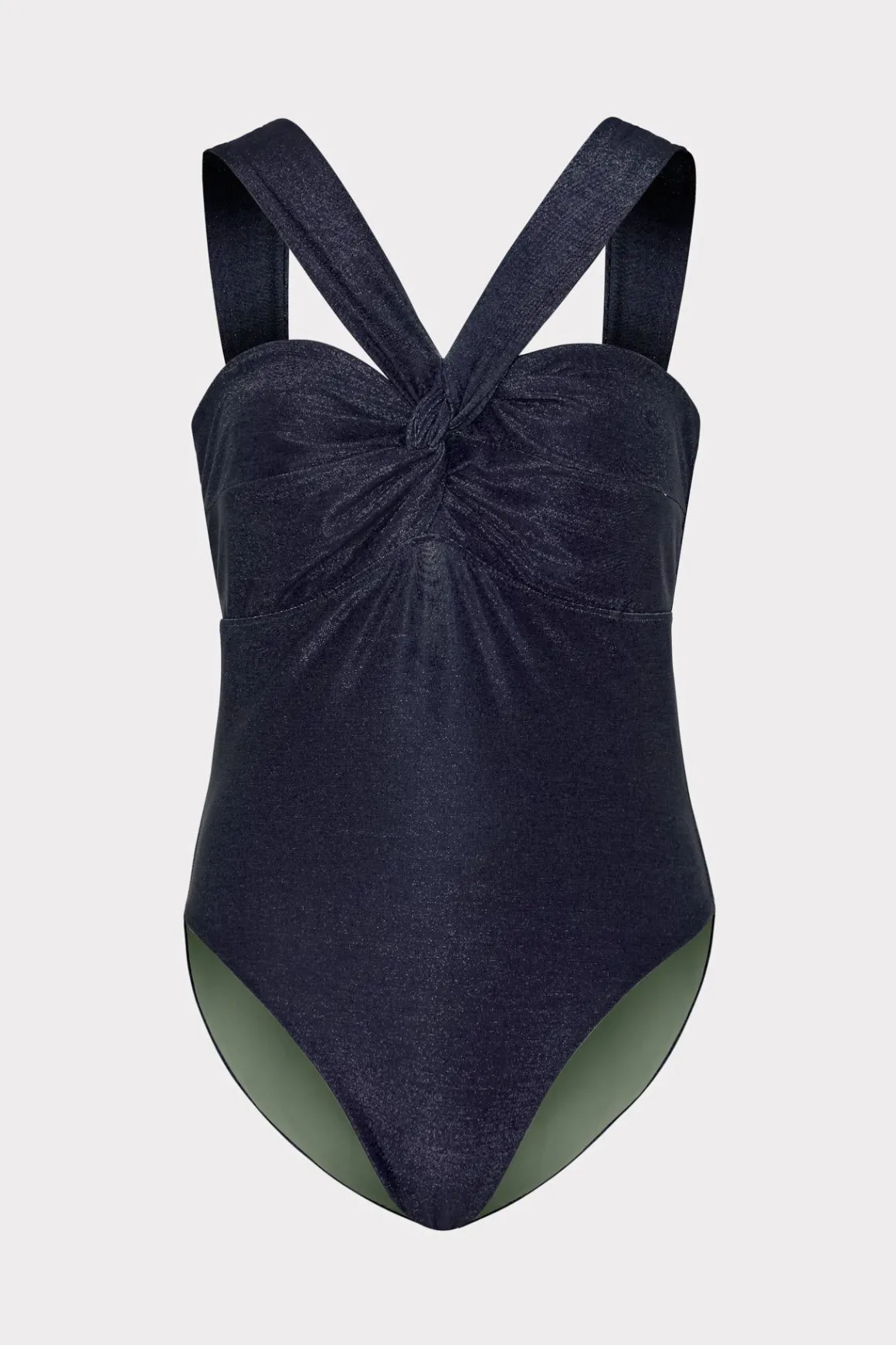 MILLY One Piece Swimsuits-Betsy Bandeau Shimmer One Piece Navy