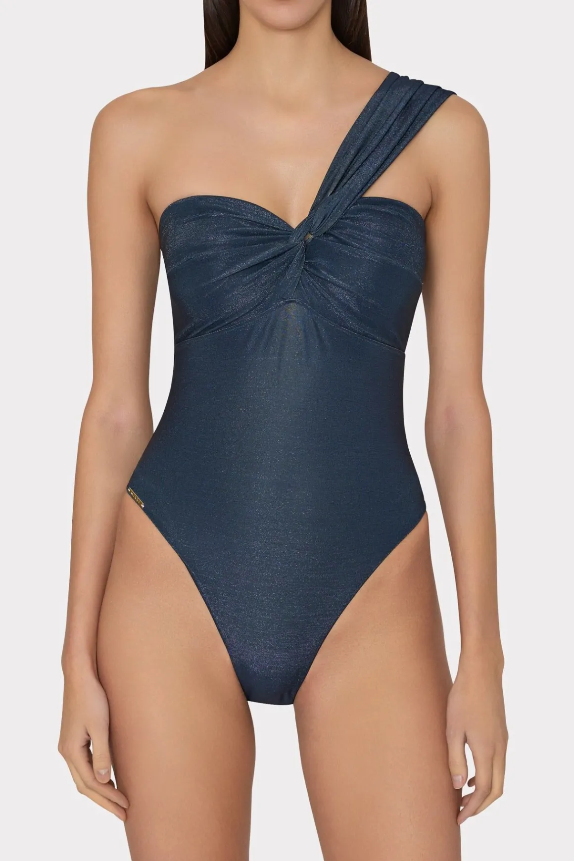 MILLY One Piece Swimsuits-Betsy Bandeau Shimmer One Piece Navy