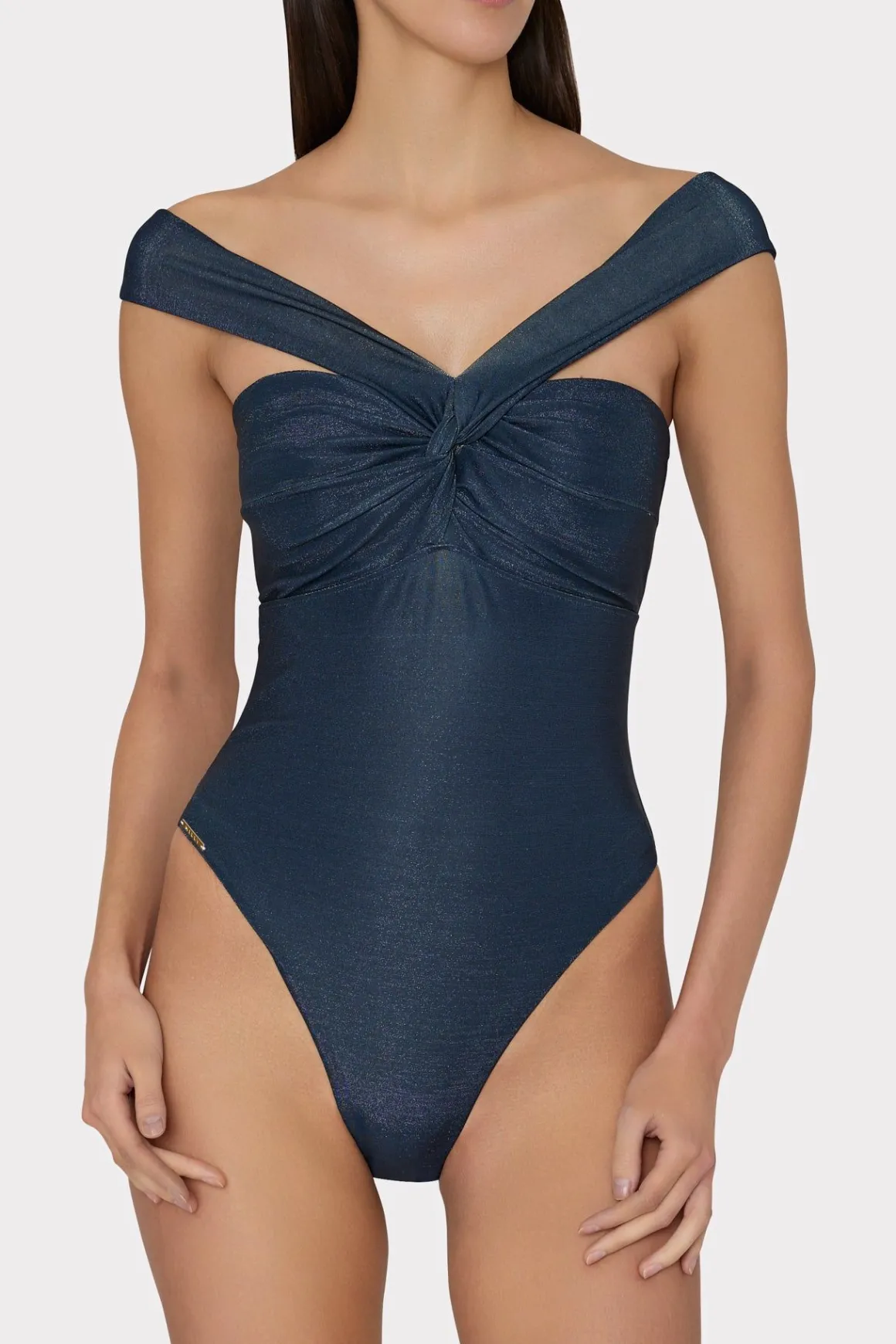 MILLY Jumpsuits & Rompers-Betsy Bandeau Shimmer One Piece Navy